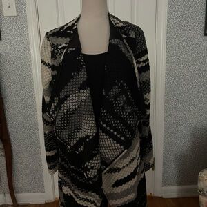 Black & Gray Wool Wrap Coat